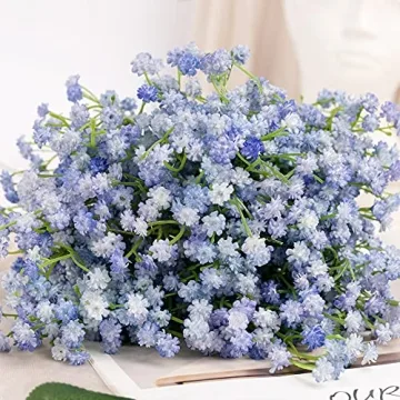 Blue Fake Baby Breath Flowers 10Pcs Real Touch Gypsophila