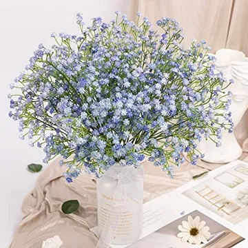 Blue Fake Baby Breath Flowers 10Pcs Real Touch Gypsophila