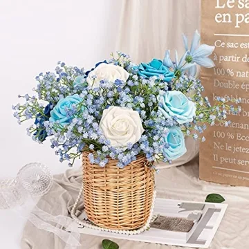 Blue Fake Baby Breath Flowers 10Pcs Real Touch Gypsophila