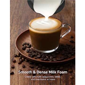 RATRSO Milk Frother, Electric Milk Steamer, Hot and Cold Foam Maker, Automatic Milk Warmer, Silent Operation for Coffee, Latte, Cappuccino, Hot Chocolate, Black