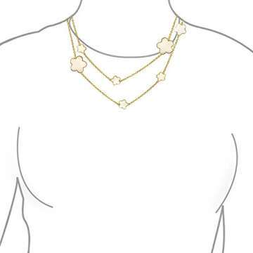 Clover Flower Long Gold Plated Necklace for Women