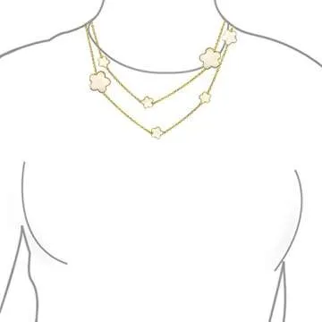 Clover Flower Long Gold Plated Necklace for Women