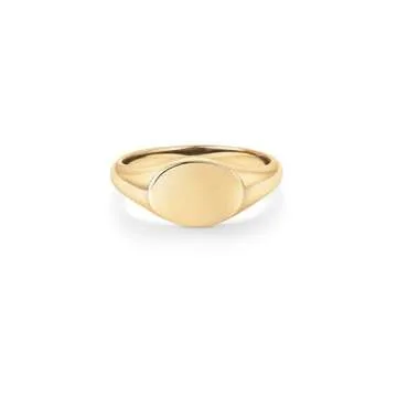 PAVOI 14K Yellow Gold Plated Pinky Signet Ring for Women | Lightweight Statement Bands | Chunky Signet Stackable Rings | Size 7
