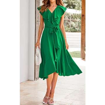 PRETTYGARDEN Wrap V Neck Ruffle Wedding Guest Dresses for Women 2025 Sleeveless Flowy Summer Dress S...