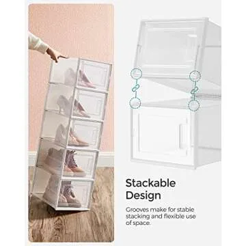 SONGMICS Shoe Organizers - 12 Stackable and Transparent Boxes