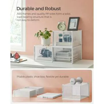 SONGMICS Shoe Organizers - 12 Stackable and Transparent Boxes