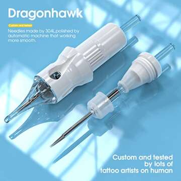 Dragonhawk Complete Rotary Tattoo Pen Machine Kit For Mast Tour Permanent Makeup 20Pcs Cartridges Needles Power Supply Color Inks for Tattoo Studio Artists 366H