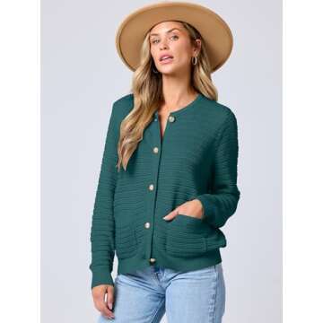 Stylish ANRABESS Women's Tweed Knit Cardigan for Spring
