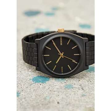 NIXON Time Teller Men's Analog Watch - Matte Black & Gold