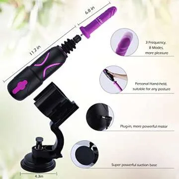 Hismith Premium Sex Machine Pro Traveler 3 Version, with Mutifunctional Suction Bracket Base, 4.5" Suction Cup Adapter, APP Controlled Adult Sex Toy