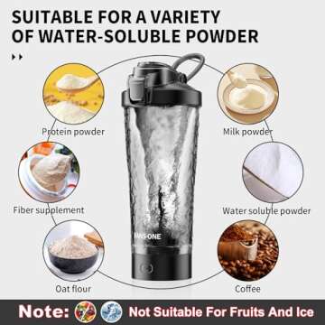 FANS-ONE Premium Electric Protein Shaker Bottle, 24 oz Lockable Blender Shaker Bottles, Made with Tritan, BPA Free, USB Rechargeable Mixer Blender Cup for Protein Shakes, Black