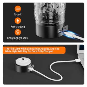 FANS-ONE Premium Electric Protein Shaker Bottle, 24 oz Lockable Blender Shaker Bottles, Made with Tritan, BPA Free, USB Rechargeable Mixer Blender Cup for Protein Shakes, Black