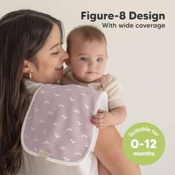 Organic Burp Cloths for Baby Boys and Girls - 5-Pack Super Absorbent Burping Cloth, Burp Clothes, Soft & Plush, Newborn Milk Spit Up Rags, Burpy Cloth Bib for Unisex, Burping Rags (Blooms)