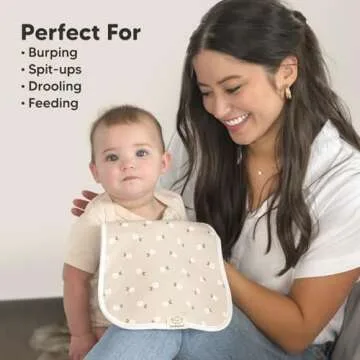 Organic Burp Cloths for Baby Boys and Girls - 5-Pack Super Absorbent Burping Cloth, Burp Clothes, Soft & Plush, Newborn Milk Spit Up Rags, Burpy Cloth Bib for Unisex, Burping Rags (Blooms)