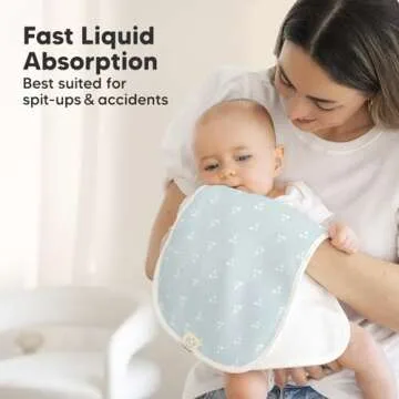 Organic Burp Cloths for Baby Boys and Girls - 5-Pack Super Absorbent Burping Cloth, Burp Clothes, Soft & Plush, Newborn Milk Spit Up Rags, Burpy Cloth Bib for Unisex, Burping Rags (Blooms)