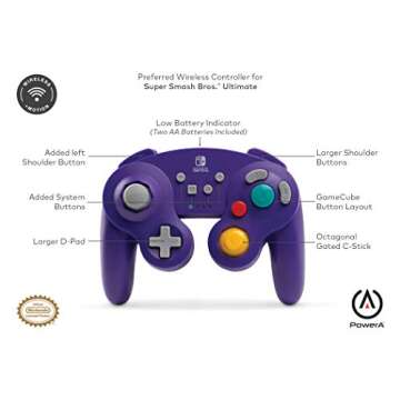 PowerA Wireless GameCube Style Controller for Nintendo Switch - Purple