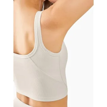 Chilylori Women's Seamless Sports Bra Long Lined Tank Top  White S