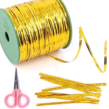 Swpeet Gold 350 Yard Metallic Twist Ties - Ideal for Gifts and Crafts