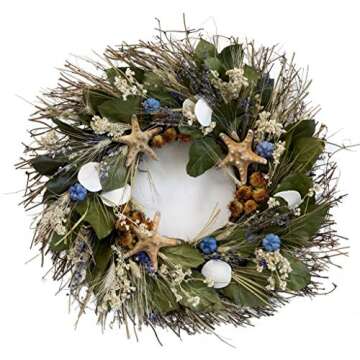 Nautical Luxuries Preserved Coastal Wreath - Big Sur Beach - Green - Wedding, Beach, Coastal - Natural Materials