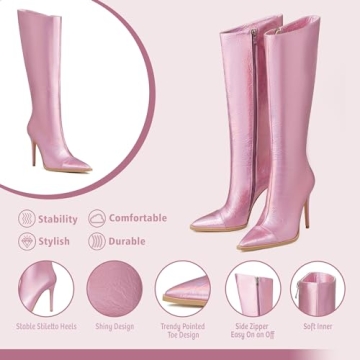 Stylish Grakihily Women's Black Knee High Stilettos