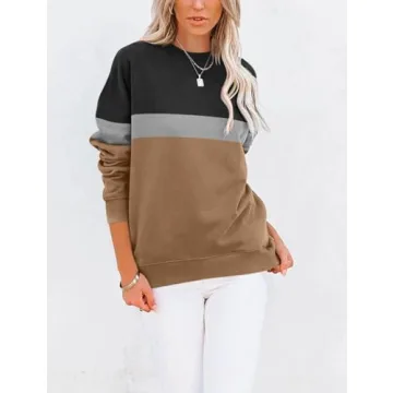 Casual Color Block Long Sleeve Sweatshirt for Women