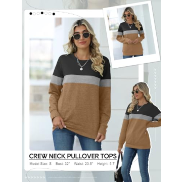 Casual Color Block Long Sleeve Sweatshirt for Women