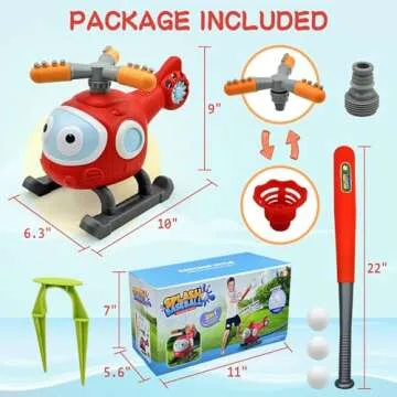 2 in 1 Water Sprinklers T Ball Set for Kids and Toddlers, Outdoor Backyard Helicopter Spray Sprinkler Toy Baseball Ball Game, Attaches to Garden Hose Summer Yard Pool Water Toy