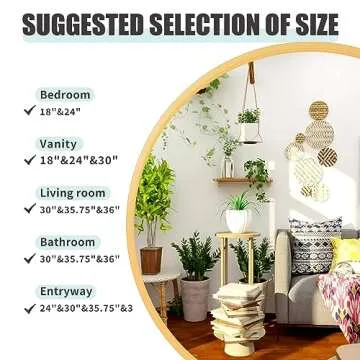 Arcus Home Round Mirror Gold Circle Mirror 24 Inch Bathroom Mirror with Powder Coated Iron Frame, Mirrors for Bedroom, Wall, Living Room, Vanity, Entryway