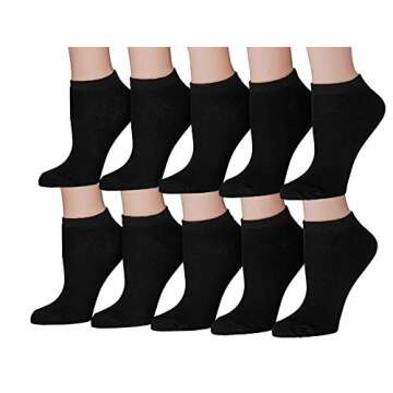 Tipi Toe Women’s 20 Pairs Colorful Patterned No Show Socks for a Trendy Look