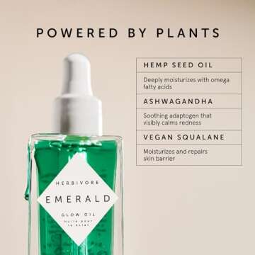 HERBIVORE Emerald Deep Moisture Glow Oil for Face – Hydrating Facial Oil, Calming & Moisturizing, ...