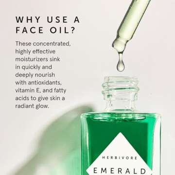 HERBIVORE Emerald Deep Moisture Glow Oil for Face – Hydrating Facial Oil, Calming & Moisturizing, Plant-based, Vegan, Cruelty-free, 30mL / 1 oz