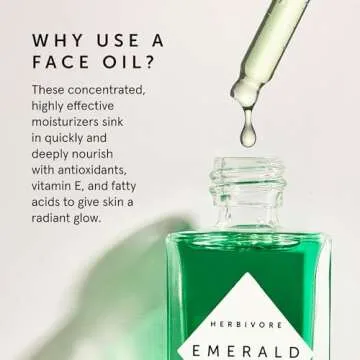 HERBIVORE Emerald Deep Moisture Glow Oil for Face – Hydrating Facial Oil, Calming & Moisturizing, Plant-based, Vegan, Cruelty-free, 30mL / 1 oz