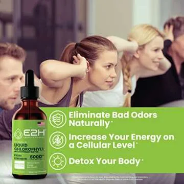 E2H Chlorophyll Liquid Drops - Natural Energy Booster, Immune System Support and Internal Deodorant ...