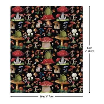 MIBOI Mushroom Throw Blanket, Microfiber Flannel, 50" x 60", Multicolor, Unisex, All Ages, Winter, L...