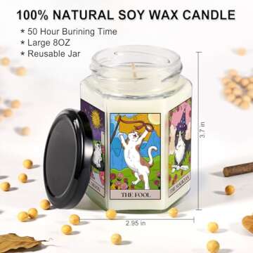 AWDK Gifts for Women-Best Friend Birthday Gifts for Women-Astrology Gifts for Women-Witchy Gifts for Women-Funny Candles Gifts for Her,Sister,Mom,BFF-Tarot Cat Lavender Candles Gifts for Women-8oz