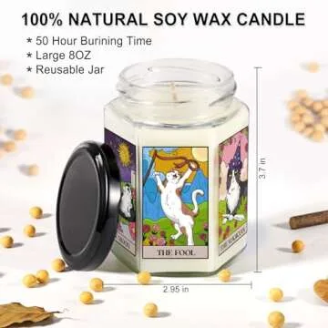 AWDK Gifts for Women-Best Friend Birthday Gifts for Women-Astrology Gifts for Women-Witchy Gifts for Women-Funny Candles Gifts for Her,Sister,Mom,BFF-Tarot Cat Lavender Candles Gifts for Women-8oz