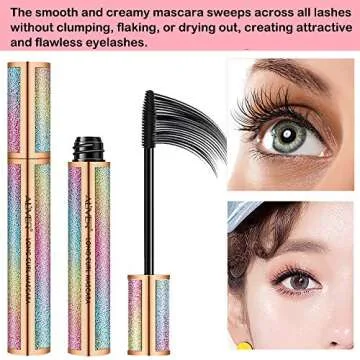4D Silk Fiber Eyelash Mascara Precision Liquid Eyeliner Set Black Ultra-fine Tip Waterproof Long Lasting