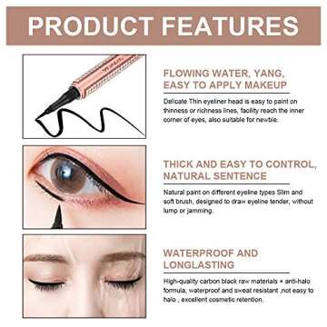 4D Silk Fiber Eyelash Mascara Precision Liquid Eyeliner Set Black Ultra-fine Tip Waterproof Long Lasting