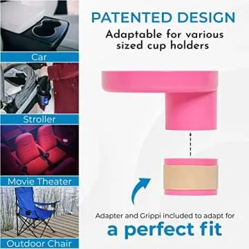 My Travel Tray/Round - USA Made. Easily Convert Your Current Cup Holder to a Tray and Cup Holder for use with Car Seats, Booster,Stroller and Anywhere You Have a Cup Holder! Hot Pink
