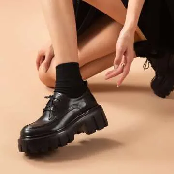 BEAU TODAY Women’s Stylish Platform Oxfords in Leather