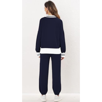 ETCYY NEW Women's 2 Piece Outfit Lounge Set Trendy Cardigan Sweater Pants Sets V Neck Button Pocket Knit Matching Loungewear