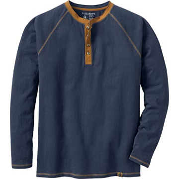 Legendary Whitetails Men's Recluse Henley Long Sleeve Brushed Cotton Shirt in Navy