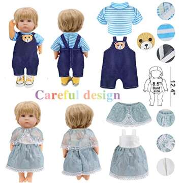12 Unique Doll Outfits for 12 Inch Dolls - Perfect Gifts