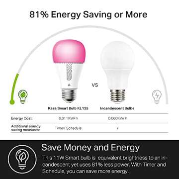 Kasa Smart Bulb, 1000 Lumens Full Color Changing Dimmable Smart WiFi Light Bulb Compatible with Alexa and Google Home, 11W, A19, 2.4Ghz only, No Hub Required (KL135P2), 2-Pack,White