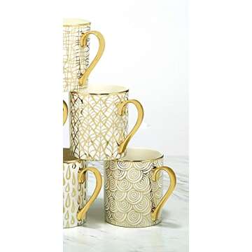Certified International Mosaic 14 oz. Gold Plated Mugs, Set of 6, 6 Count (Pack of 1), RED