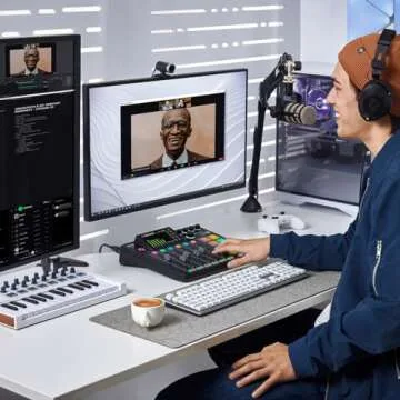 Rode RODECaster Pro 2 Integrated Audio Production Console with 4x Rode PodMic Podcasting Microphones, Rode PSA1 Professional Microphone Arms, 32GB microSD Card, XLR Cables and StreamEye Cloth