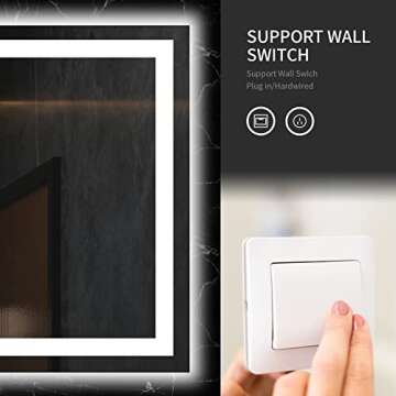 LOAAO 72X36 LED Bathroom Mirror with Lights, Anti-Fog, Dimmable, Backlit + Front Lit, Lighted Bathroom Vanity Mirror for Wall, Memory Function, Tempered Glass, ETL Listed