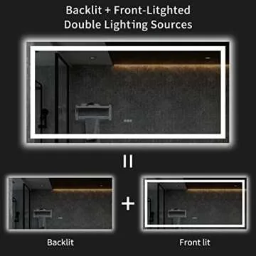 LOAAO 72X36 LED Bathroom Mirror with Lights, Anti-Fog, Dimmable, Backlit + Front Lit, Lighted Bathroom Vanity Mirror for Wall, Memory Function, Tempered Glass, ETL Listed