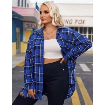 Stylish IN'VOLAN Plus Size Flannel Plaid Shirt