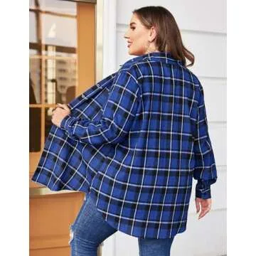 Stylish IN'VOLAN Plus Size Flannel Plaid Shirt